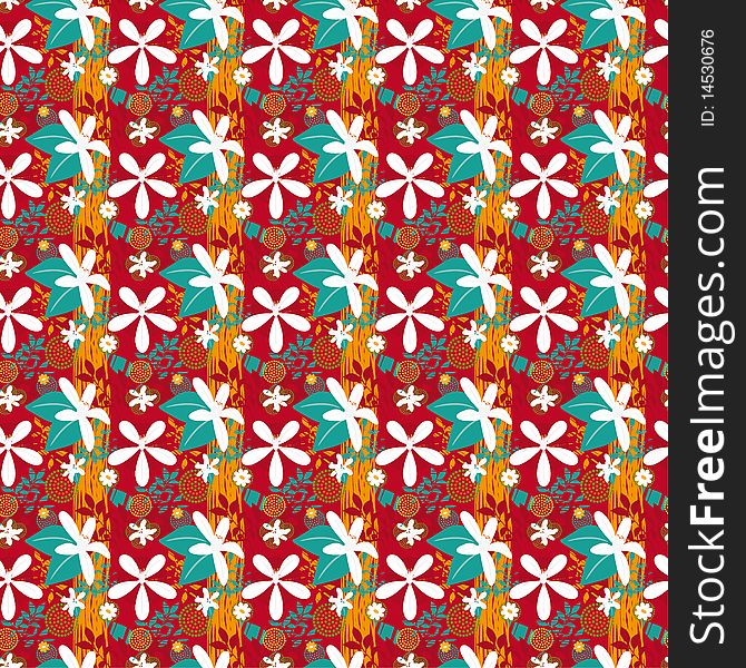 Pattern with a graphic representation of a flowers and leaves. Pattern with a graphic representation of a flowers and leaves
