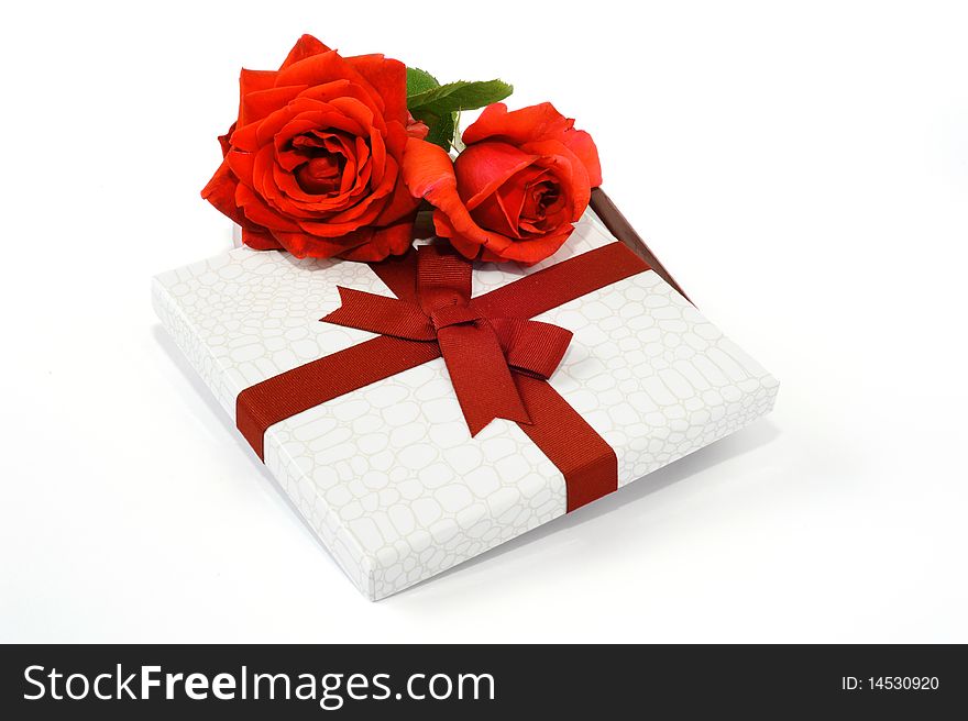 Gift box with ribbon on white background. Gift box with ribbon on white background