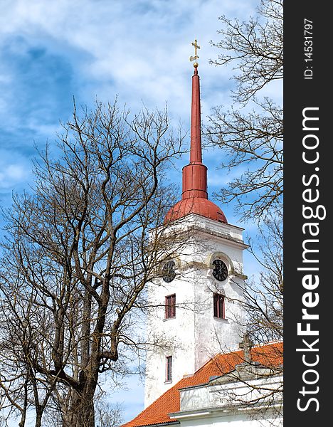 Beautiful old church with blue cloudy sky in background (Lawrence's church of Kuressaare, Saaremaa, Estonia). Beautiful old church with blue cloudy sky in background (Lawrence's church of Kuressaare, Saaremaa, Estonia)