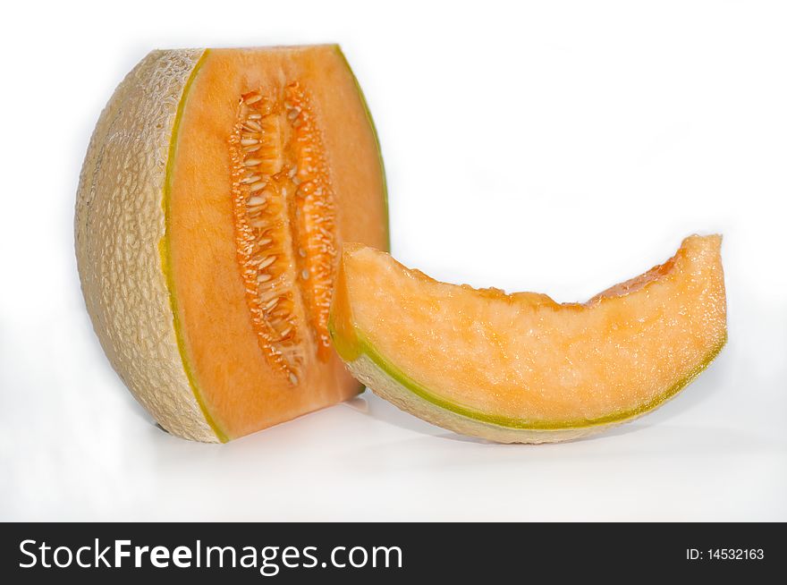 Yellow melon on white background