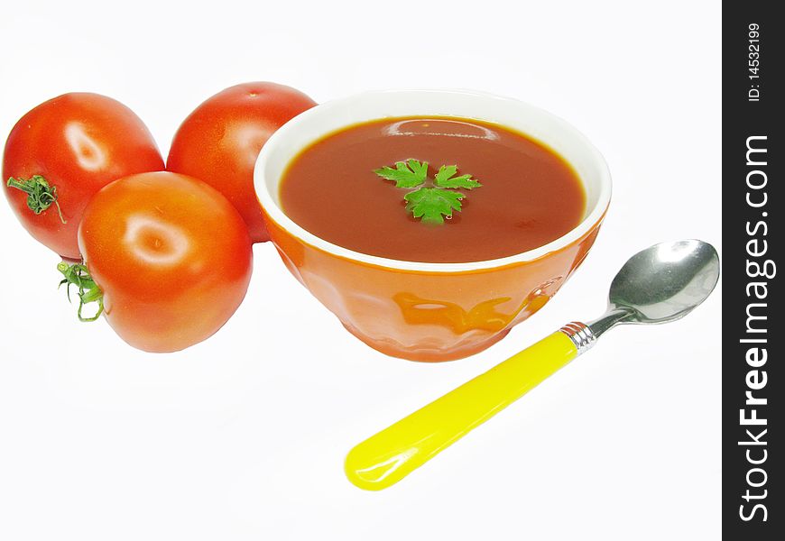 Tomato squash soup with parsley. Tomato squash soup with parsley