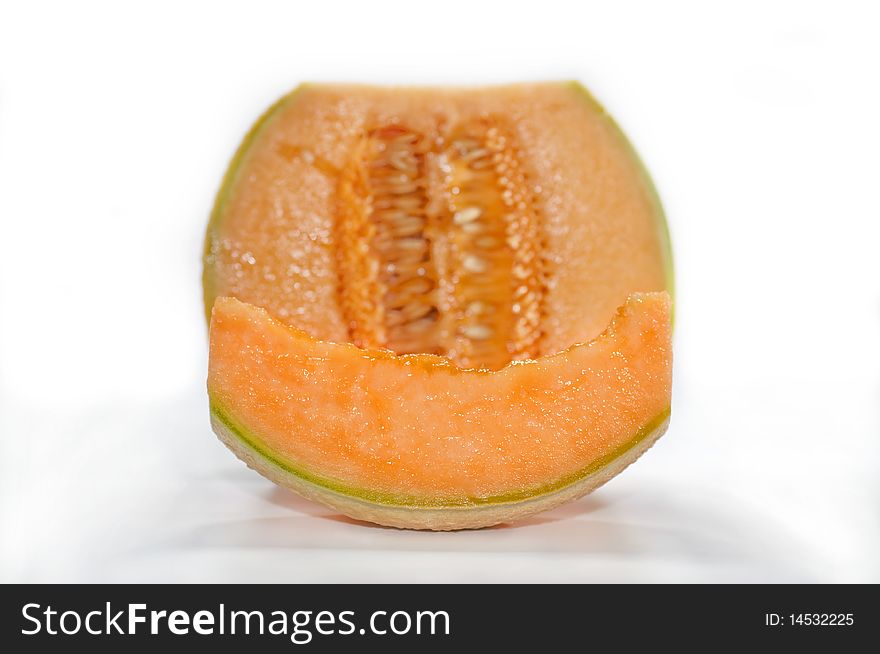 Yellow melon on white background