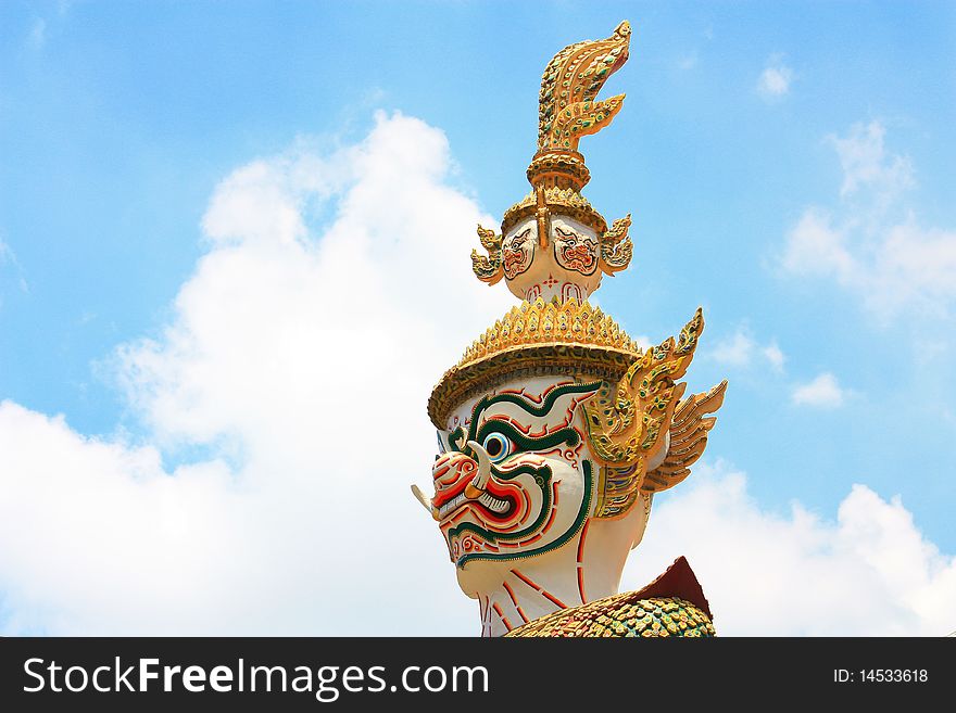 Giant stand around pagoda of thailand at wat prakeaw.