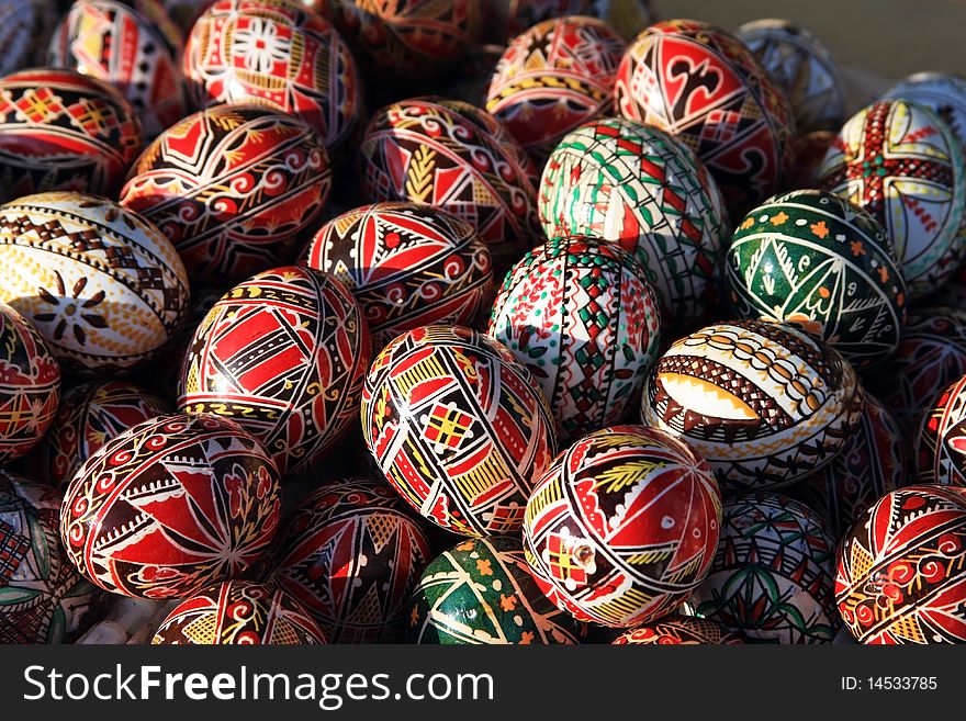 Romanian traditional Easter eggs colored in many and beautiful colors