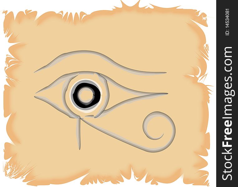 Horus eye drawing on a papyrus paper