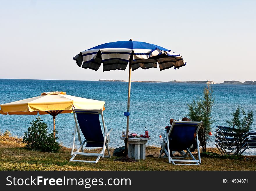 Chair and umbrella on the beach