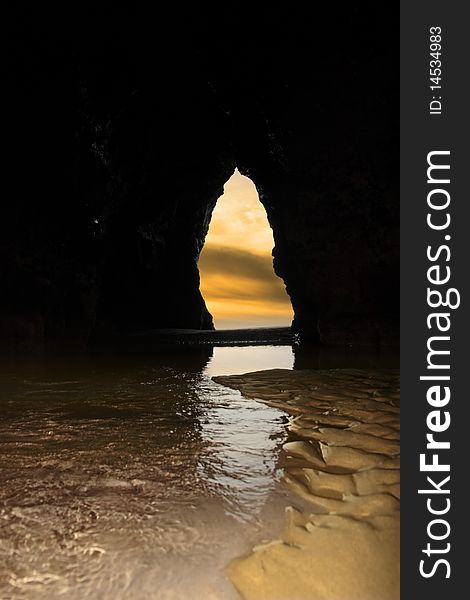 Inside ballybunion beach cliff cave