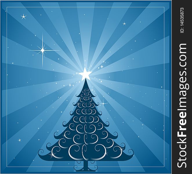 Blue Christmas background, vector illustration