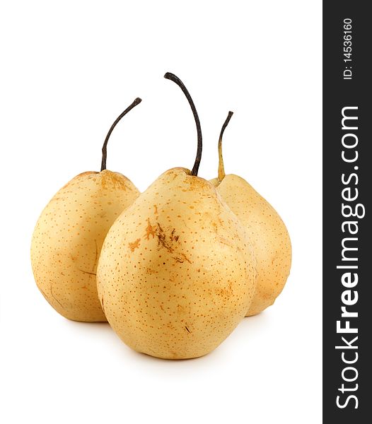 Three pears isolated on white background