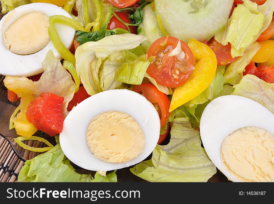 Fresh vegetable salad with eggs. Fresh vegetable salad with eggs
