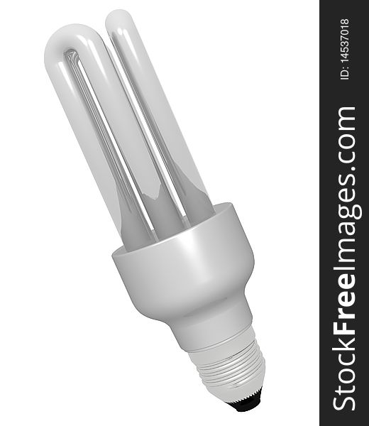 3D energy saving lamp on white