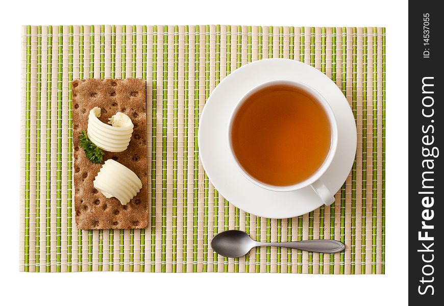 Healthy breakfast - Whole grain crispbread and tea