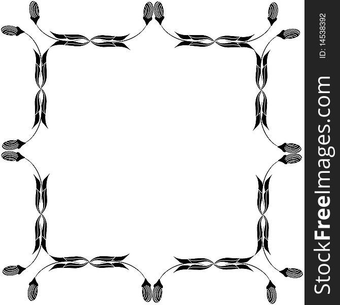 Decorative flower frame black isolated on white