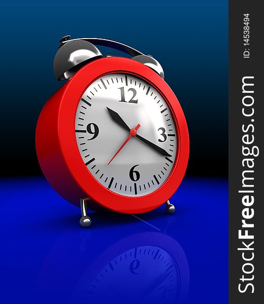 3d illustration of alarm clock over dark blue background