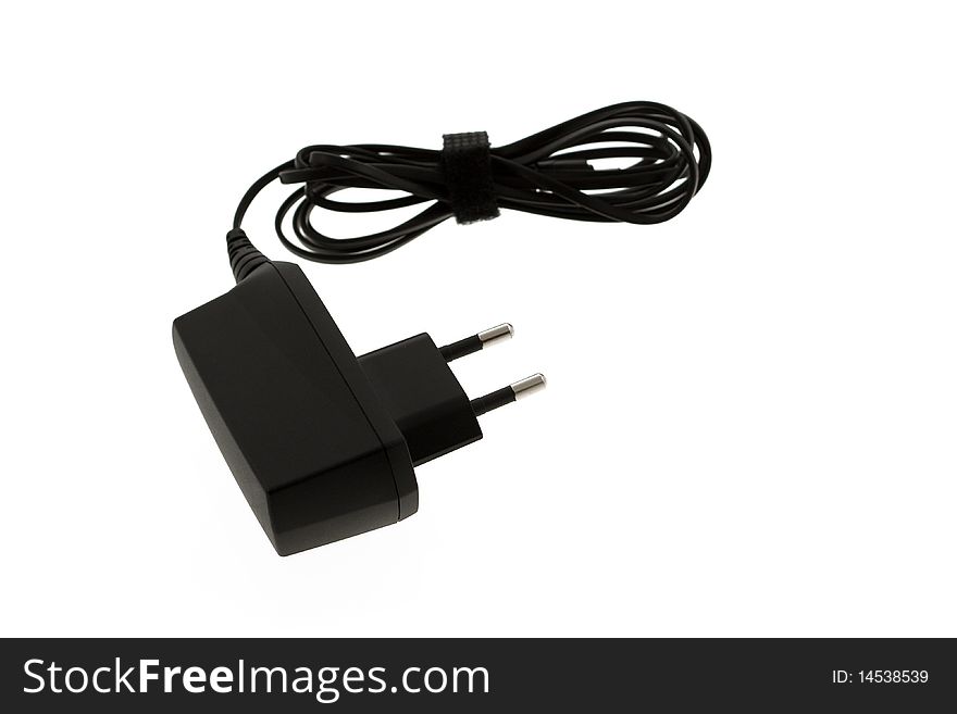 Cell phone charger on white background. Cell phone charger on white background