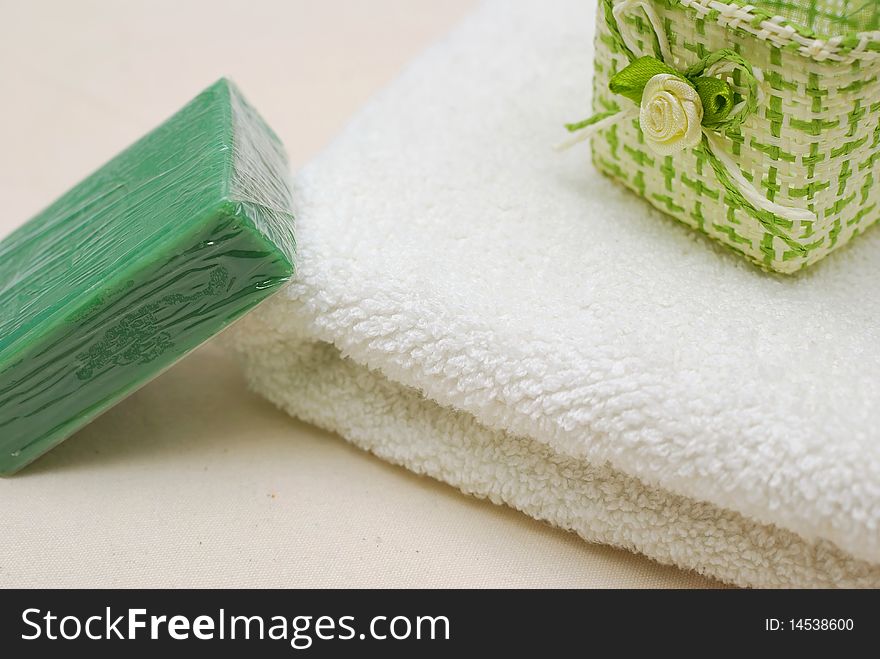 Spa and wellness soap and towel. For spa and hygiene, alternative healthcare, and relaxation concepts. Spa and wellness soap and towel. For spa and hygiene, alternative healthcare, and relaxation concepts.