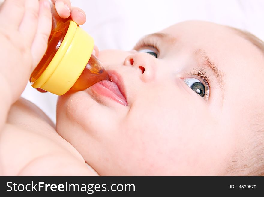 Baby drinking from a bottle