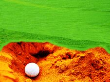 Golf Balls In The Grass And Sand Can Be Used As A Background Image. Royalty Free Stock Photography