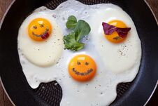 Three Fried Eggs Like Emoticons Royalty Free Stock Photo