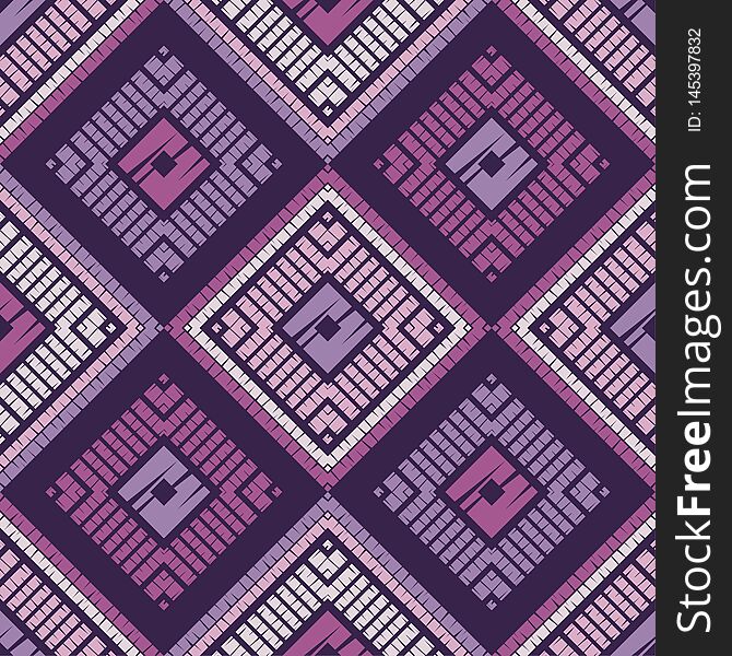 Ethnic boho seamless pattern. Embroidery on fabric. Patchwork texture. Weaving. Traditional ornament. Tribal pattern. Folk motif.