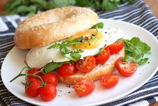 Bagel With Egg And Tomatoes Stock Photo Bagel With Egg And Tomatoes Stock Photo