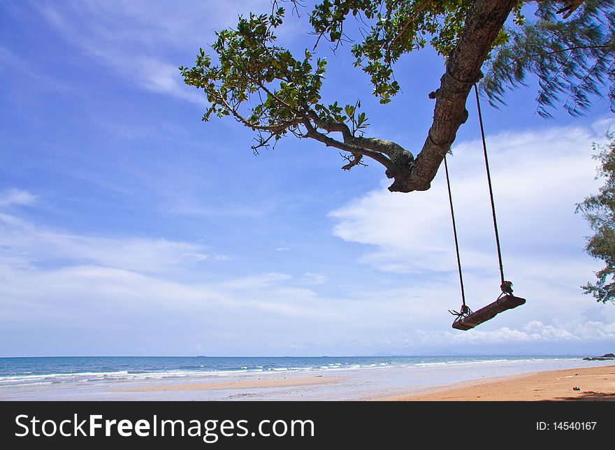 Wood Swing On Beach, East Of Thailand