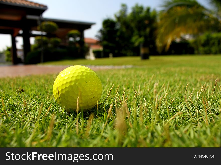 Golf balls drop on housing area. Golf balls drop on housing area