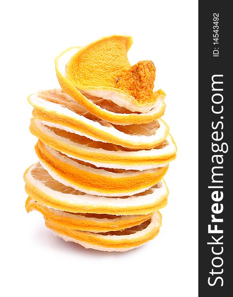 Stack of dried fruit on white bacground (isolated, clipping path)