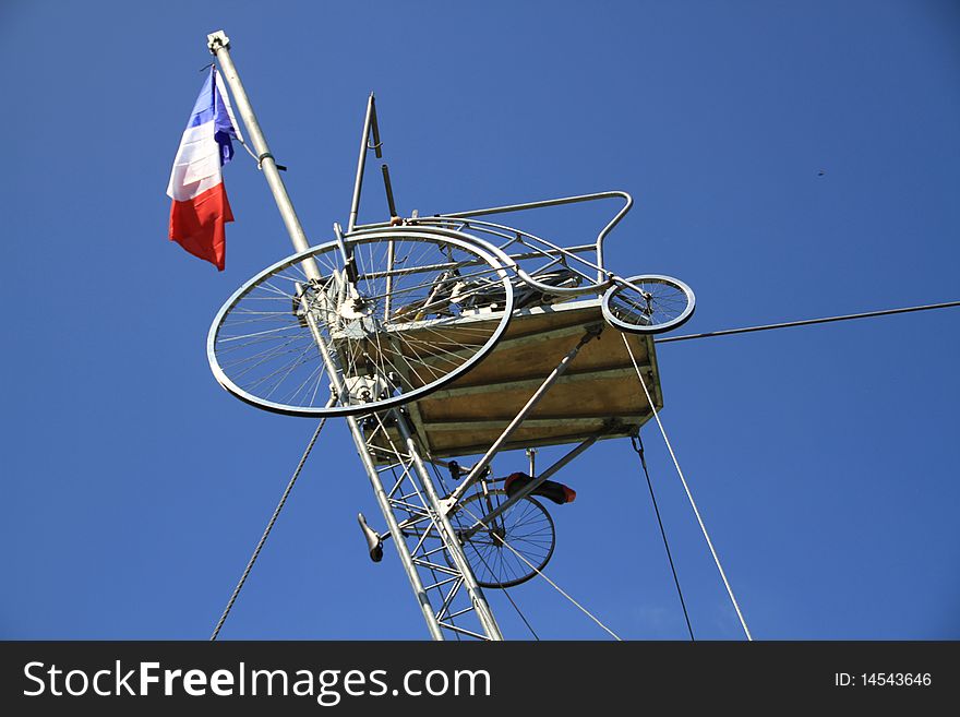 Tight rope props with a french flag. Tight rope props with a french flag