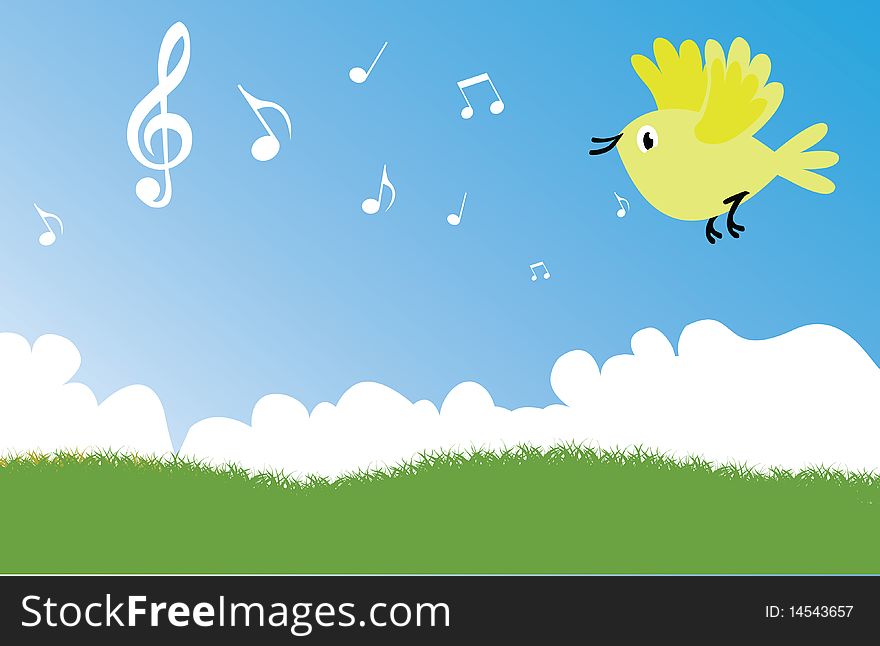 Vector illustration of a singing bird. Vector illustration of a singing bird.