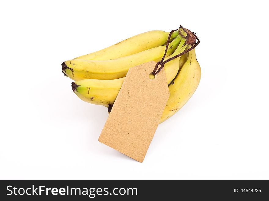 Bunch of bananas with tag