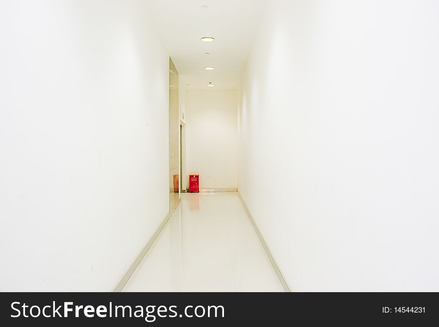 White corridor, the part of an interior. White corridor, the part of an interior