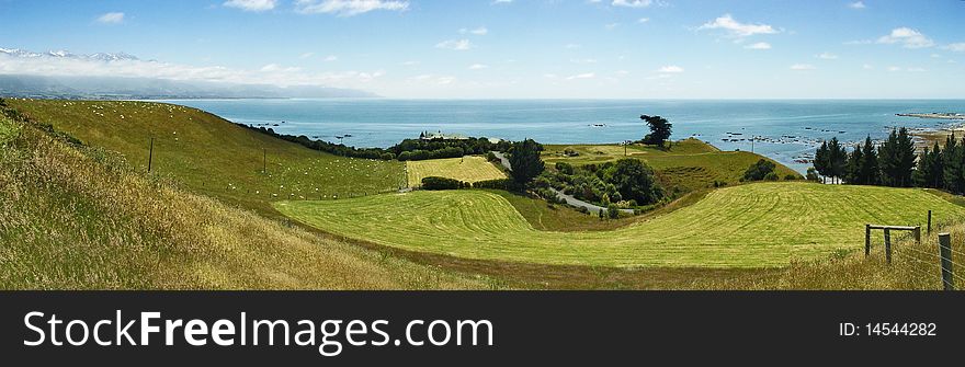 Kaikoura panorama, shore, summer, New Zealand