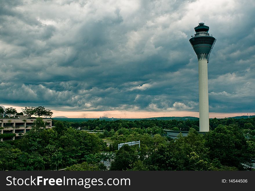 Tower opposite grey skies, Malaysia