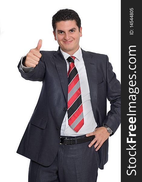 Young Businessman Giving a Thumbs Up