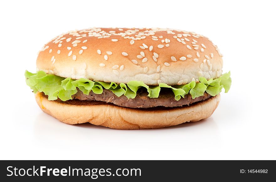 Tasty hamburger isolated on white background