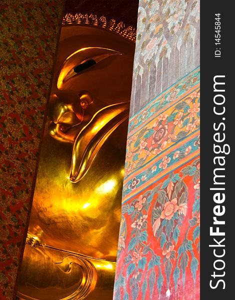 The large Golden Reclining Buddha. The large Golden Reclining Buddha