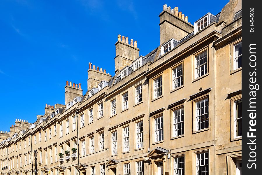 Typical row of Georgian sandstone houses in Bath, England. Typical row of Georgian sandstone houses in Bath, England