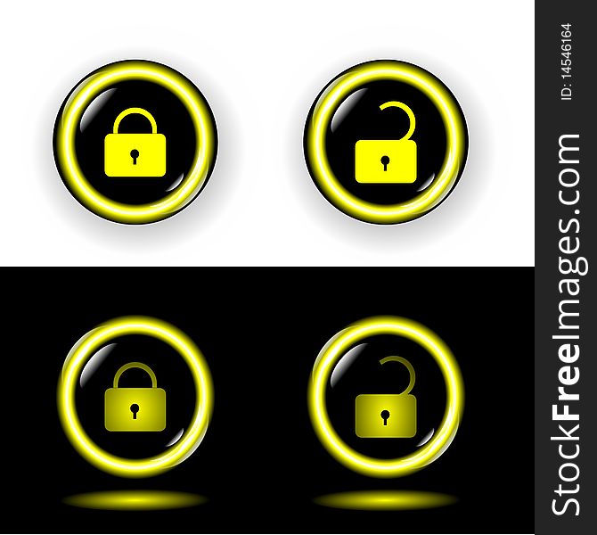 Buttons lock with gold a rim shone vector