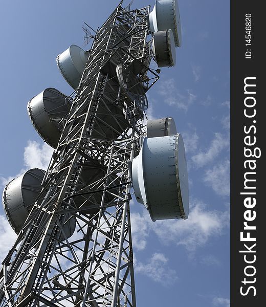 Radio trasmitting aerial upon a mountain in la spezia