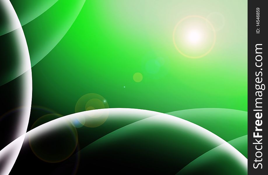 Abstract green background with lights