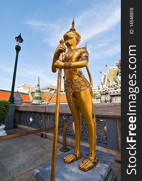 A Golden Legend Monster in Wat Prhra Keaw. A Golden Legend Monster in Wat Prhra Keaw
