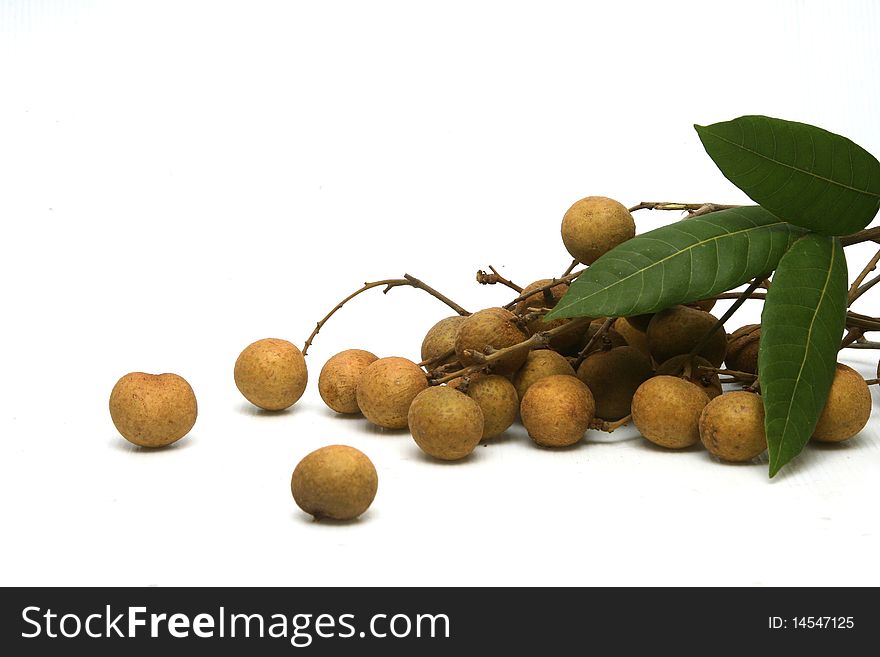 Group of Longan with leaf on white background