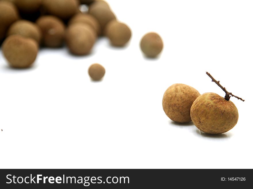 Close up Longan on white background