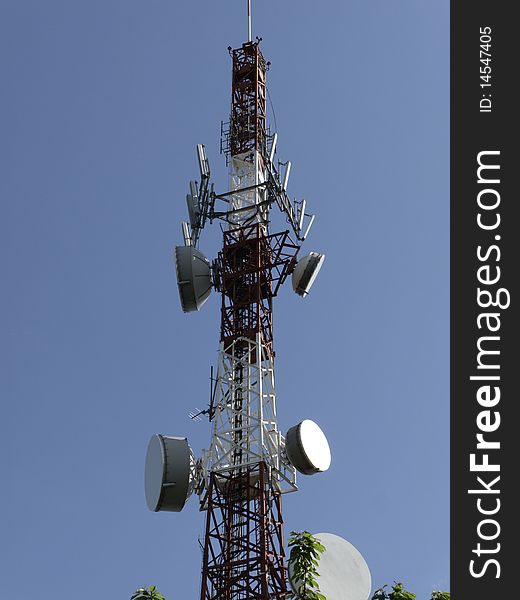 Radio trasmitting aerial upon a mountain in la spezia