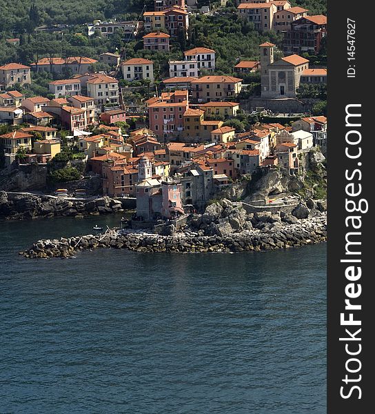 Beautifull view of tellaro,little village near la spezia,from aeroplane