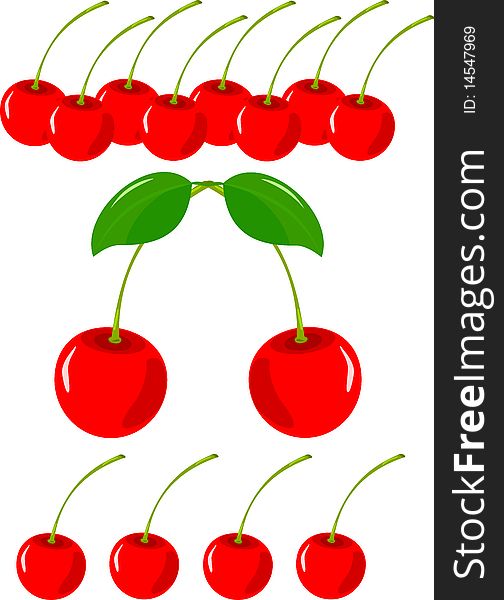 Cherries  illustration. Set of red fruits