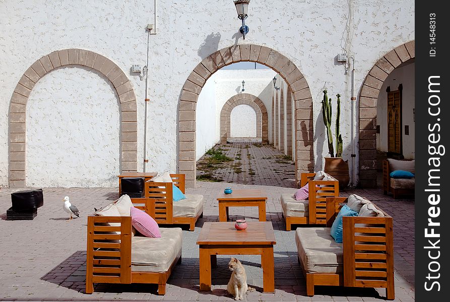 Recreation area on the Moroccan street photo