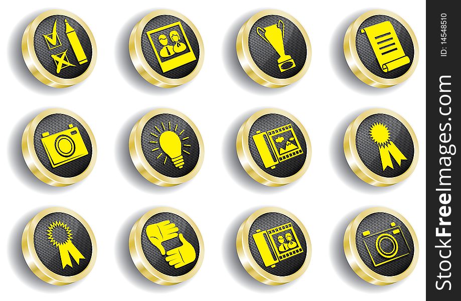 Golden web icon set (buttons). Golden web icon set (buttons)