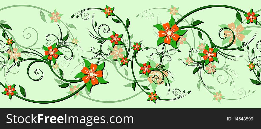 Horizontally Seamless Floral Pattern